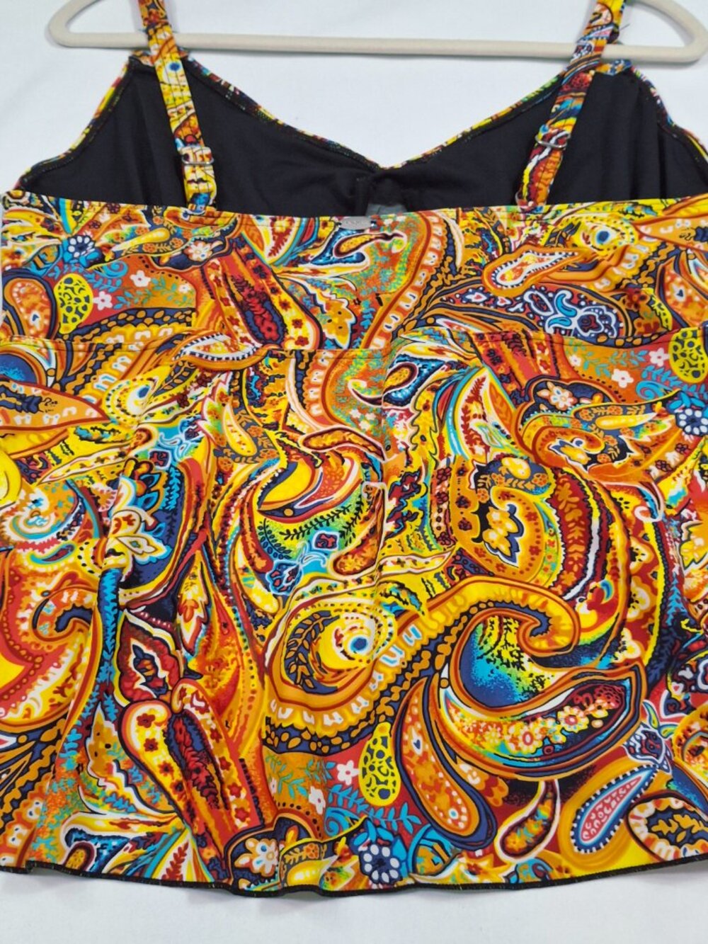 Bikini Bay Womens Vibrant Boho Plus 1X Tankini Top Swimsuit Multicolor Paisley - Picture 5 of 16
